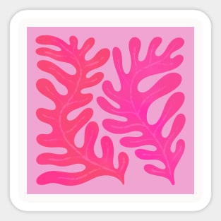 Abstract Leaves Pink Retro Sticker